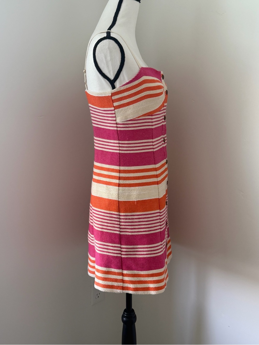 Hutch Cream, Pink, and Orange Striped Button Front Sundress - Picture 3 of 13